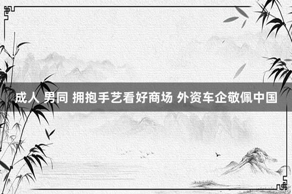 成人 男同 拥抱手艺看好商场 外资车企敬佩中国