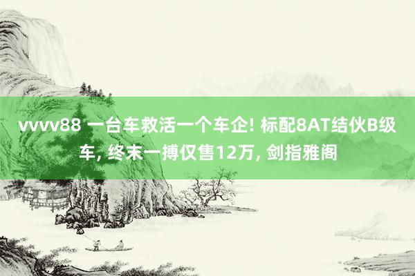 vvvv88 一台车救活一个车企! 标配8AT结伙B级车， 终末一搏仅售12万， 剑指雅阁